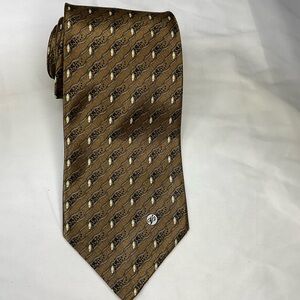 Versace Brown and Gold Patterned Silk Tie